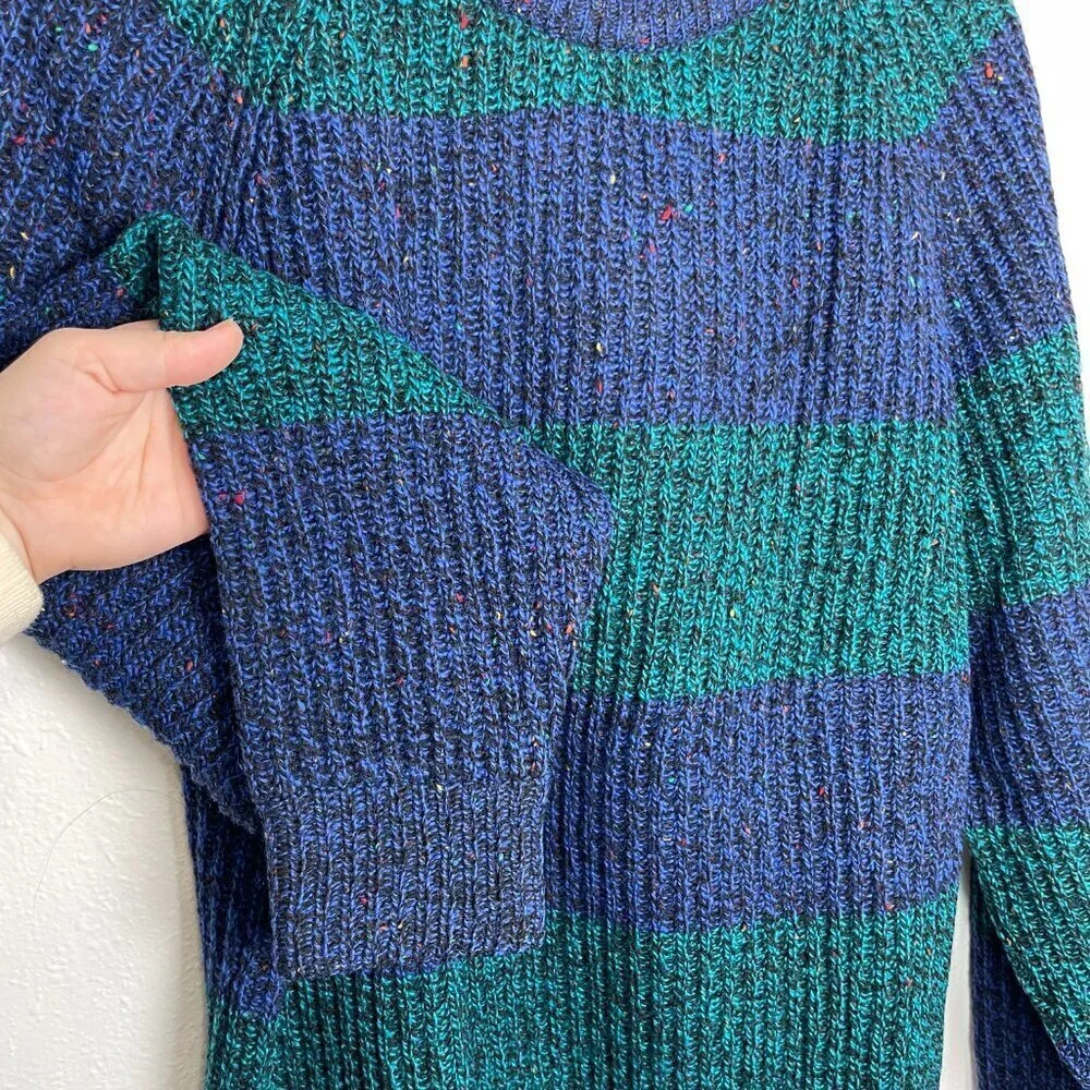 VTG Woodward Shop 100% British Wool Colorblock Striped Knit Sweater Size: XL